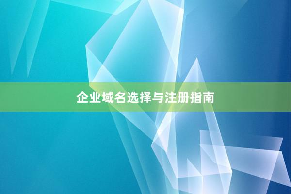 企业域名选择与注册指南